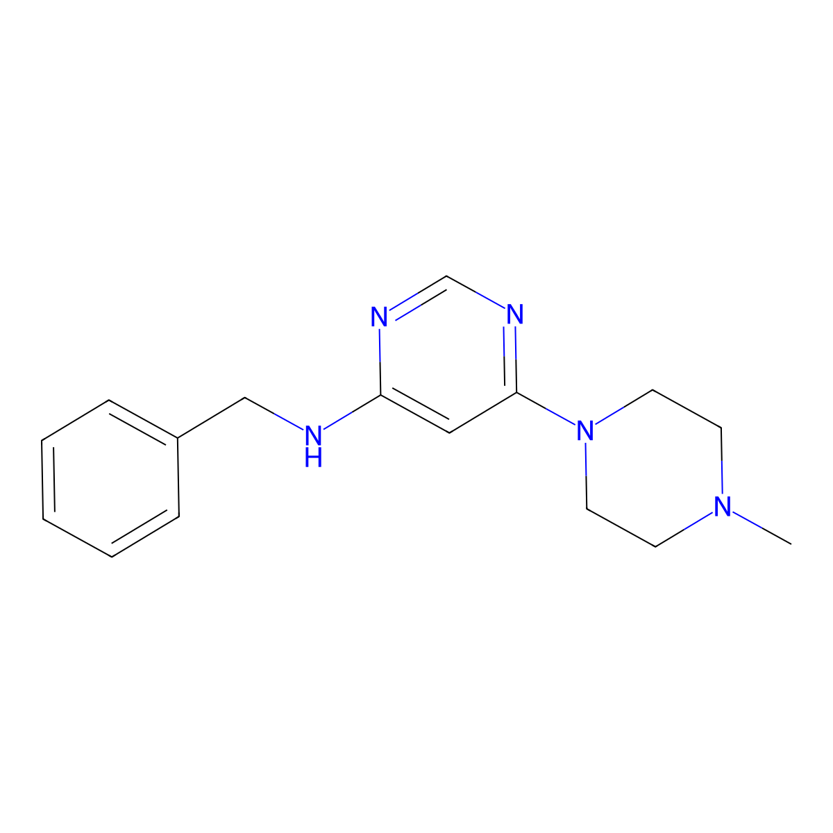 N-Benzyl-6-(4-methylpiperazin-1-yl)pyrimidin-4-amine molecular structure, CAS 1196993-69-7