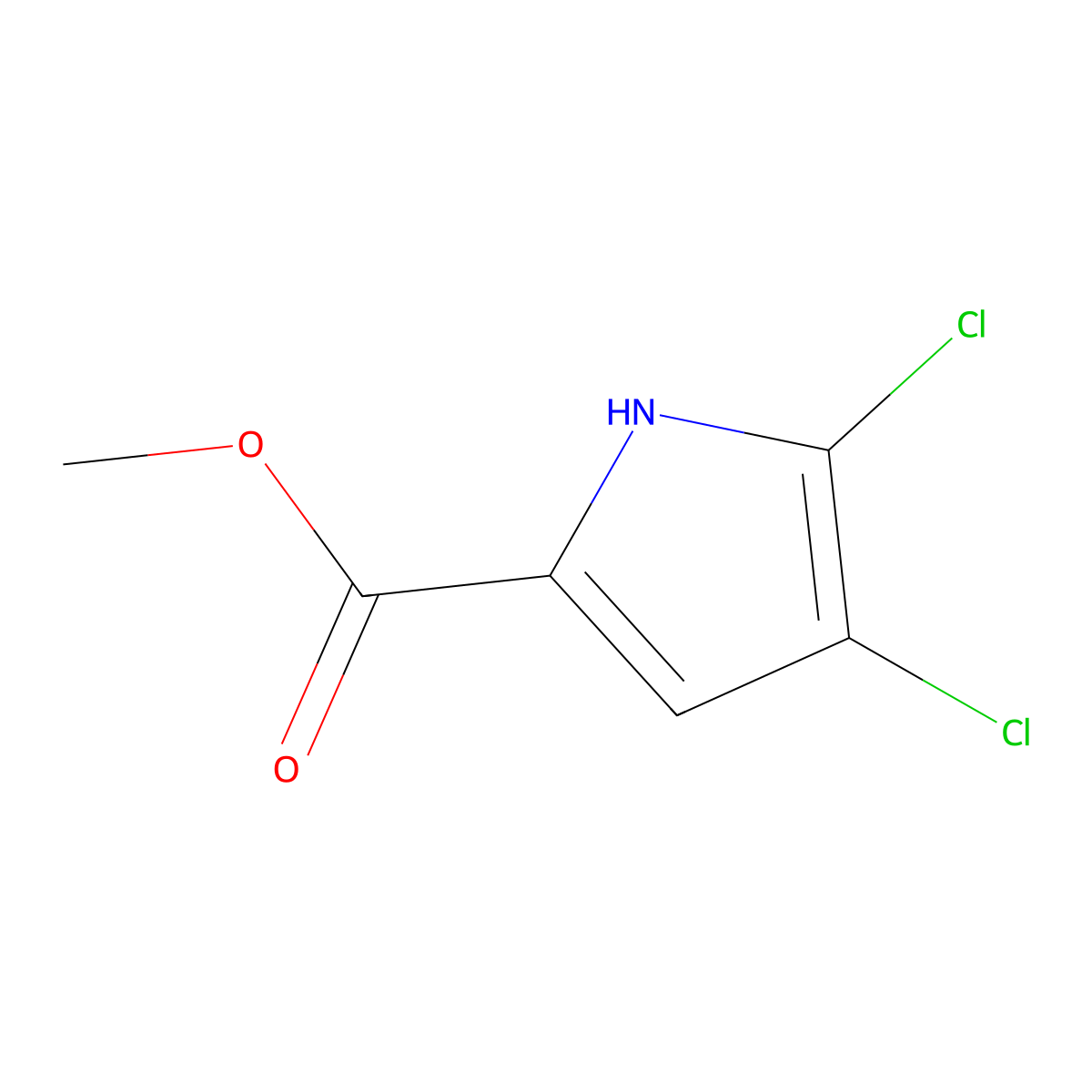 Methyl 4,5-dichloro-1H-pyrrole-2-carboxylate molecular structure, CAS 1197-12-2