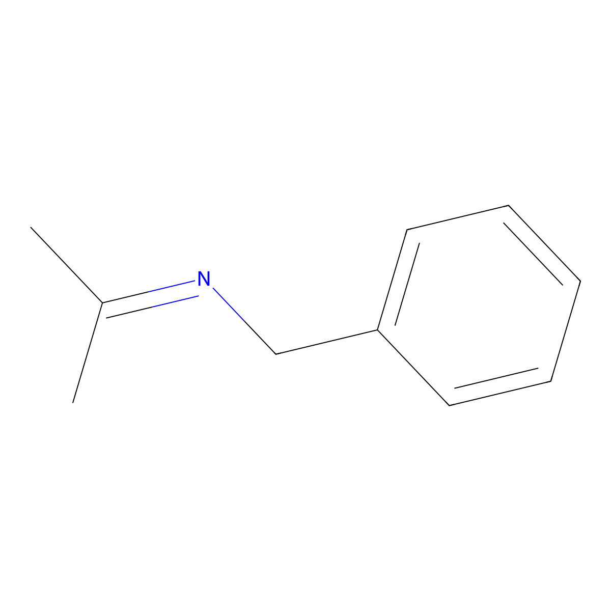 Benzenemethanamine, N-(1-methylethylidene)- molecular structure, CAS 1197-48-4
