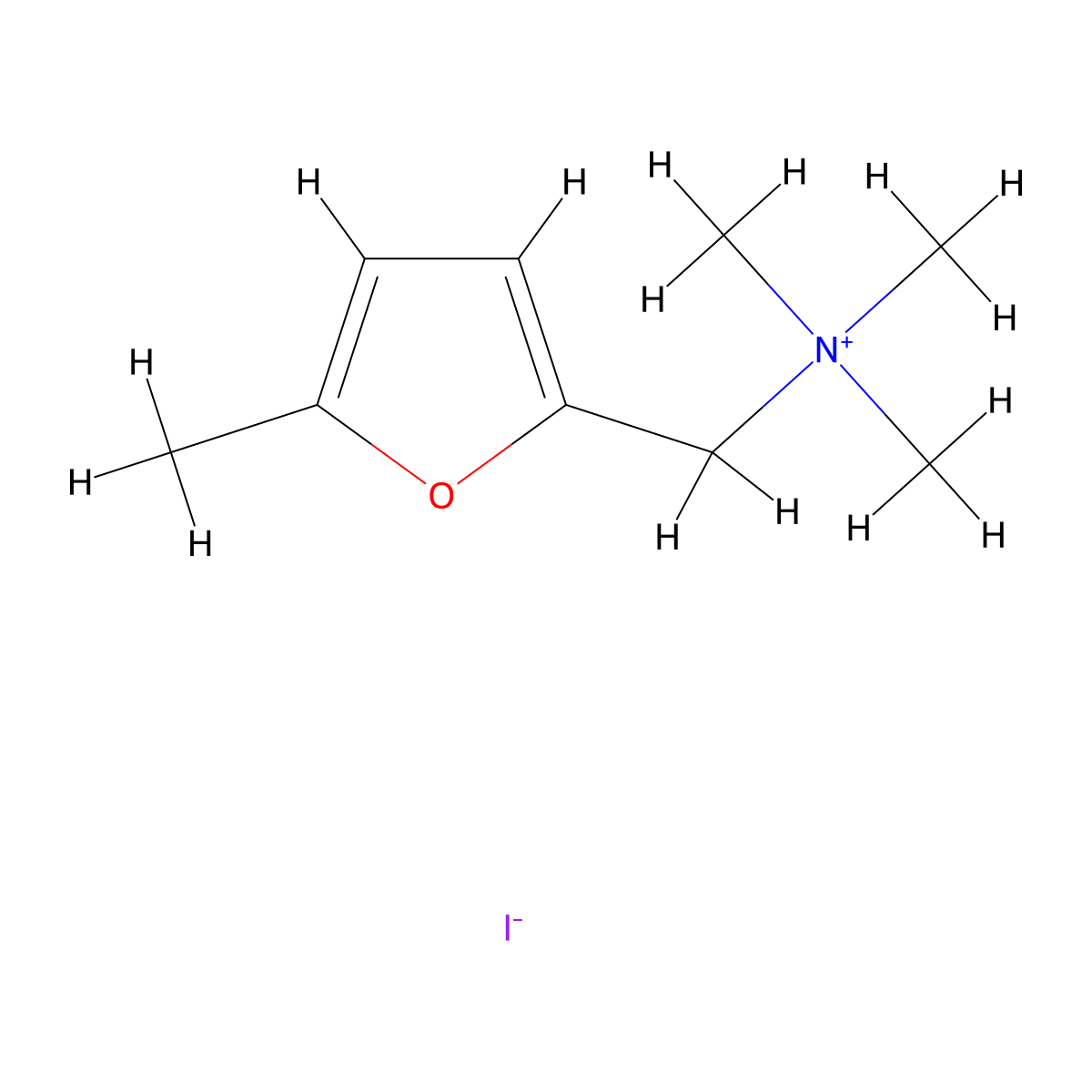 2-Furanmethanaminium, N,N,N,5-tetramethyl-, iodide (1:1) molecular structure, CAS 1197-60-0