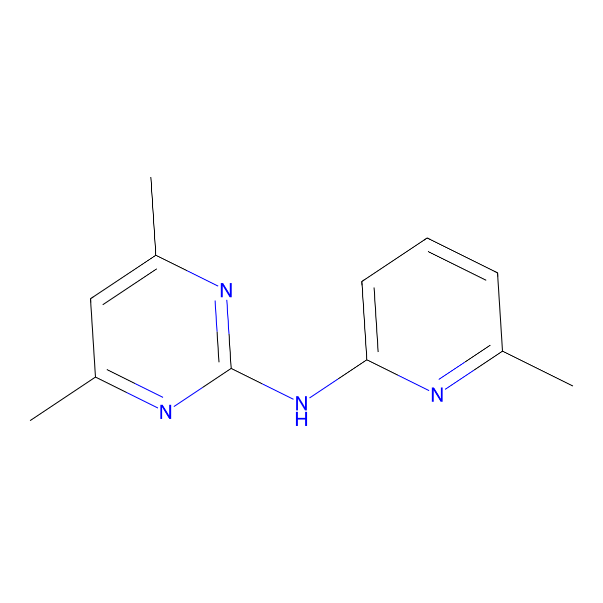 4,6-Dimethyl-2-(6-methyl-2-pyridylamino)pyrimidine molecular structure, CAS 1197002-90-6