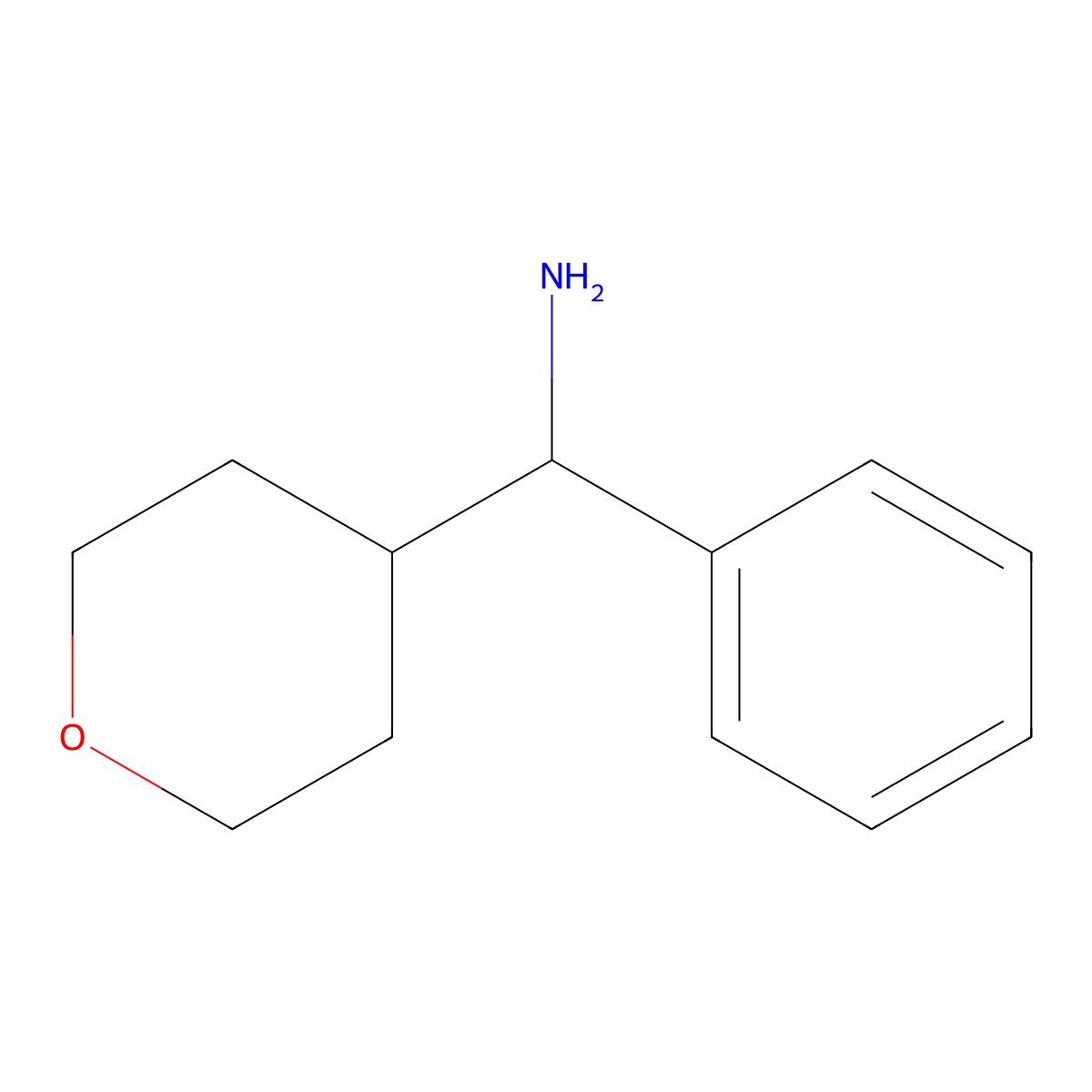 1-(Oxan-4-yl)-1-phenylmethanamine molecular structure, CAS 1197006-60-2