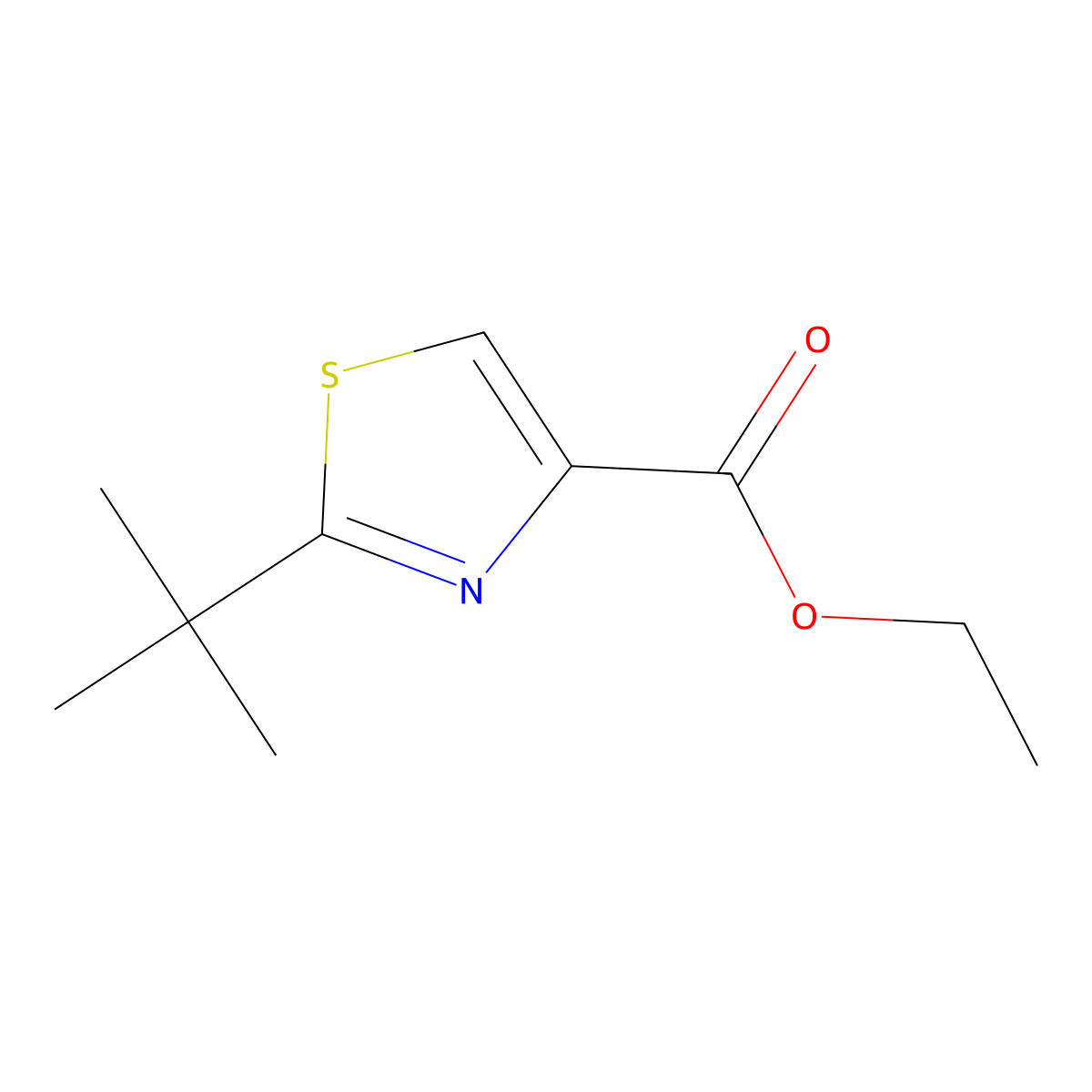 Ethyl 2-(tert-butyl)thiazole-4-carboxylate molecular structure, CAS 1197010-34-6
