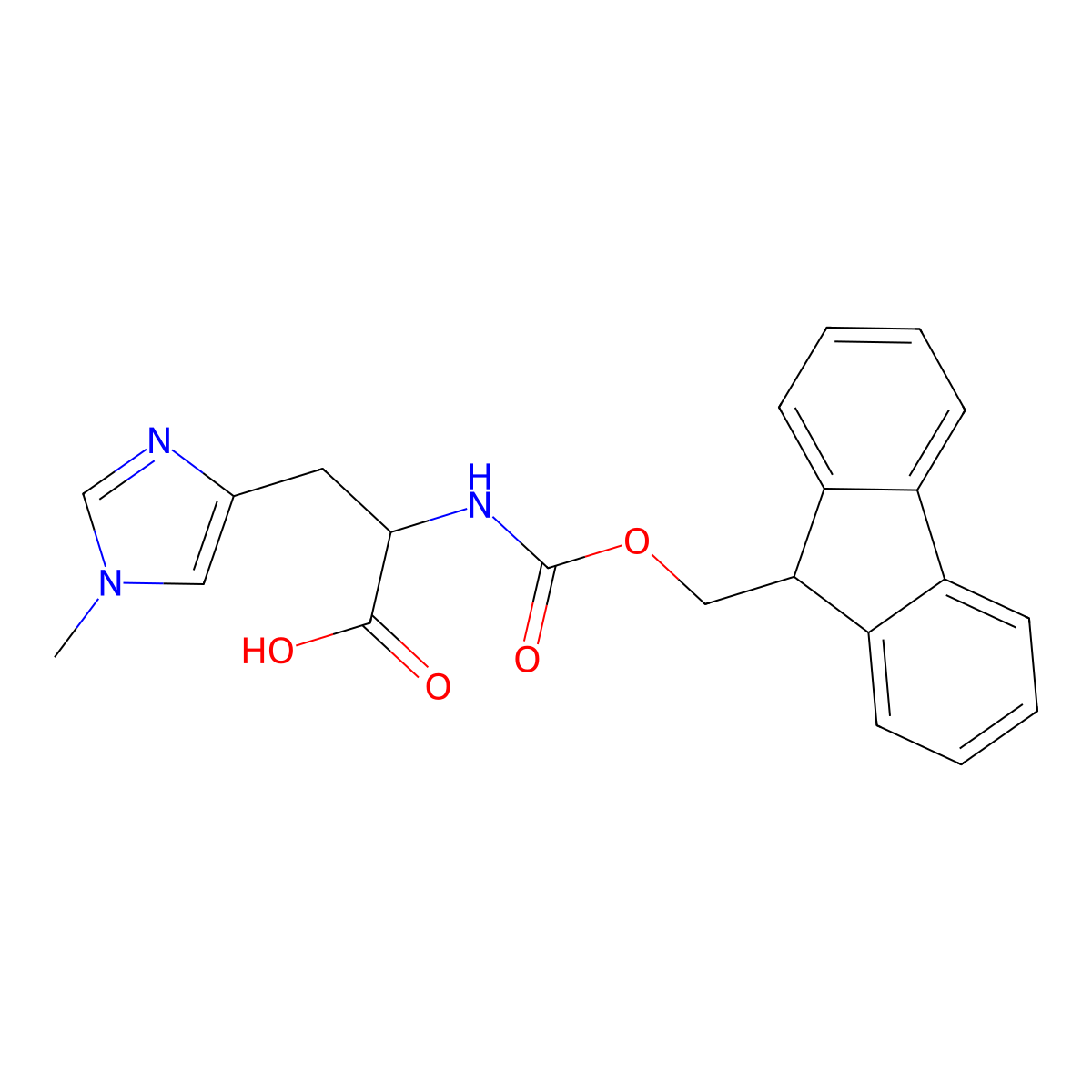 (2R)-2-({[(9H-fluoren-9-yl)methoxy]carbonyl}amino)-3-(1-methyl-1H-imidazol-4-yl)propanoic acid molecular structure, CAS 1197025-85-6