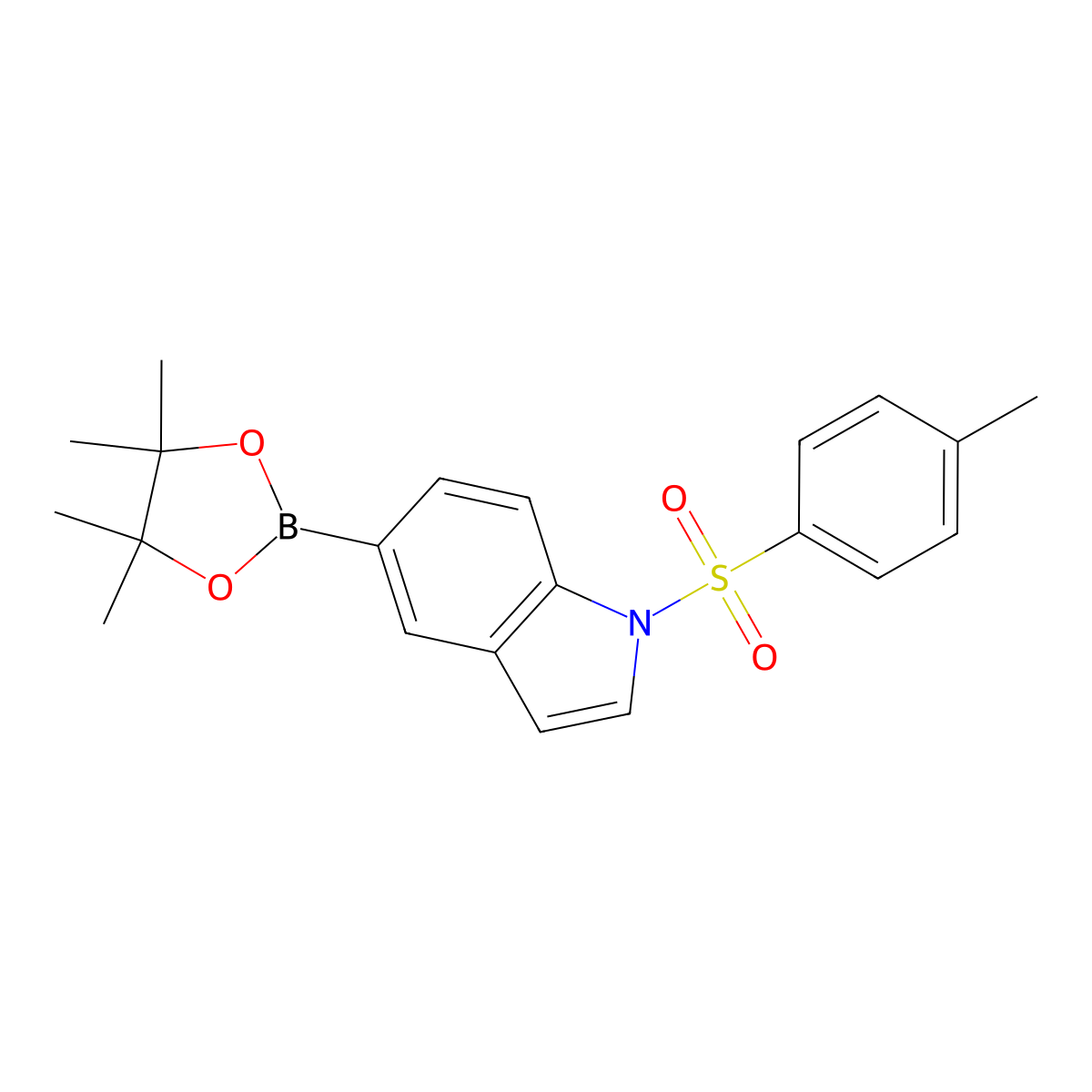 1-(4-methylbenzenesulfonyl)-5-(4,4,5,5-tetramethyl-1,3,2-dioxaborolan-2-yl)-1H-indole molecular structure, CAS 1197026-59-7