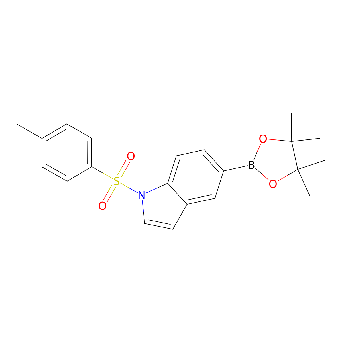 1-(4-methylbenzenesulfonyl)-5-(4,4,5,5-tetramethyl-1,3,2-dioxaborolan-2-yl)-1H-indole molecular structure, CAS 1197026-59-7