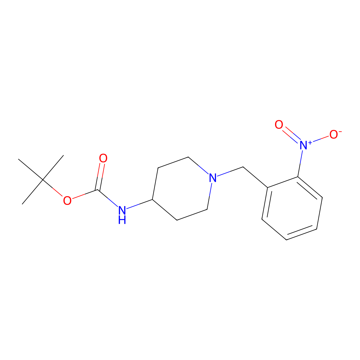 tert-Butyl 1-(2-nitrobenzyl)piperidin-4-ylcarbamate molecular structure, CAS 1197156-35-6