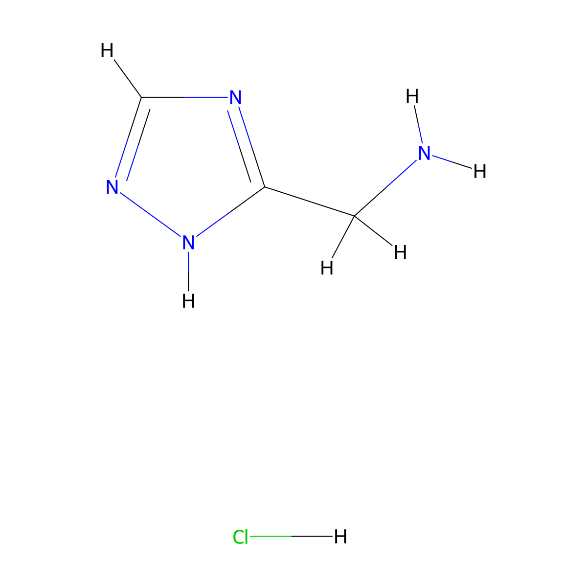 (1H-1,2,4-Triazol-3-yl)methanamine hydrochloride molecular structure, CAS 1197157-75-7