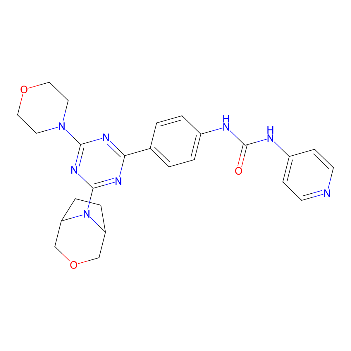 1-(4-(4-(3-Oxa-8-azabicyclo(3.2.1)octan-8-yl)-6-morpholino-1,3,5-triazin-2-yl)phenyl)-3-(pyridin-4-yl)urea molecular structure, CAS 1197160-28-3