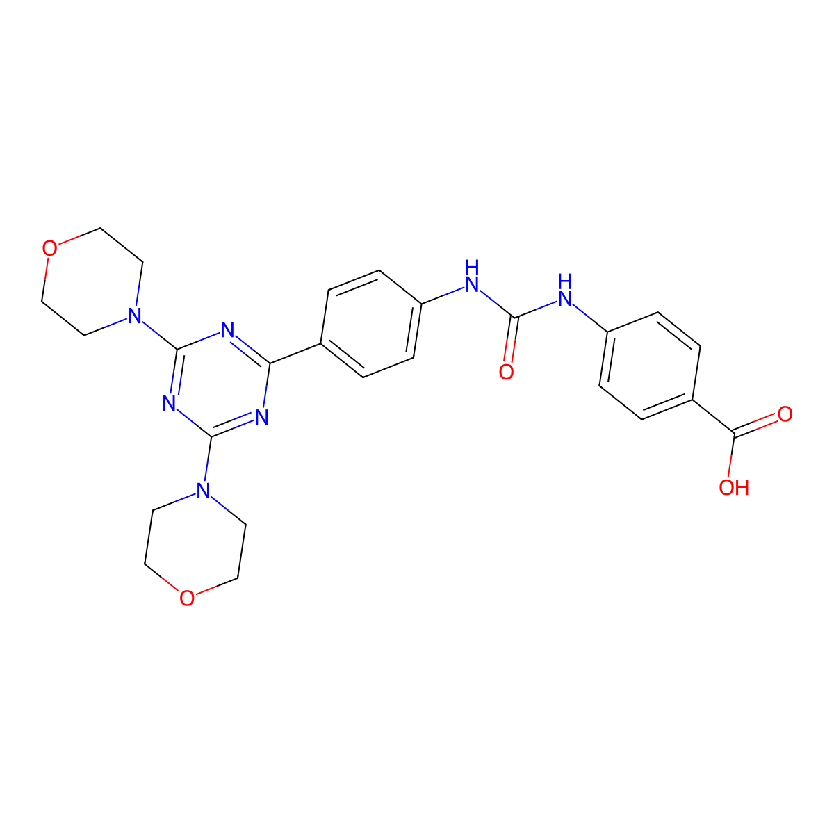 4-(3-(4-(4,6-Dimorpholino-1,3,5-triazin-2-yl)phenyl)ureido)benzoic acid molecular structure, CAS 1197160-66-9