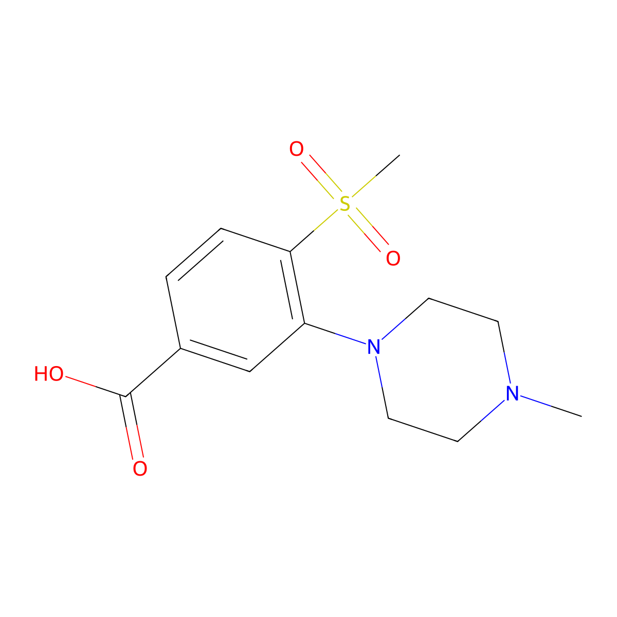 3-(4-Methyl-1-piperazinyl)-4-(methylsulfonyl)benzoic acid molecular structure, CAS 1197193-05-7