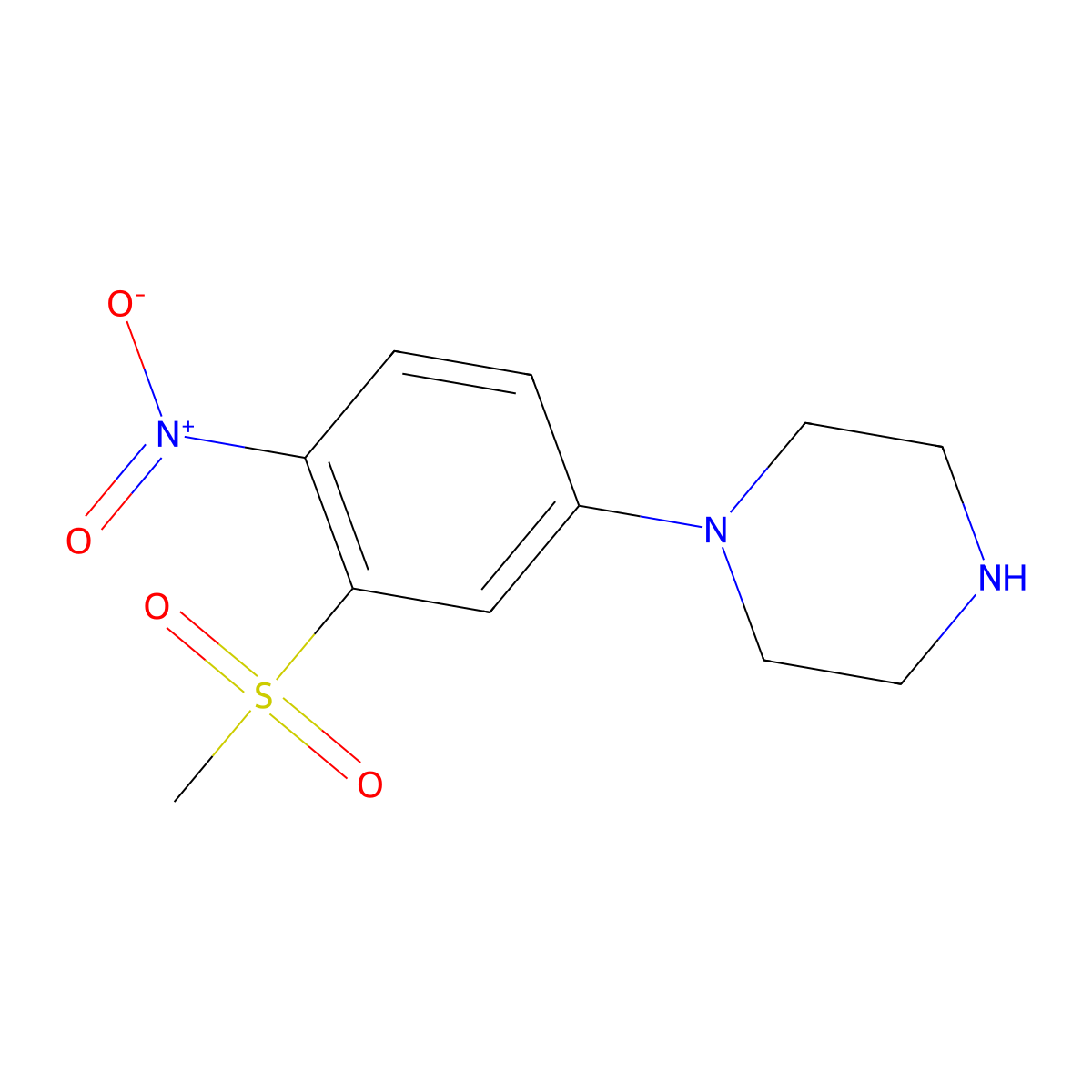 N-(3-Methylsulphonyl-4-nitrophenyl)piperazine molecular structure, CAS 1197193-08-0