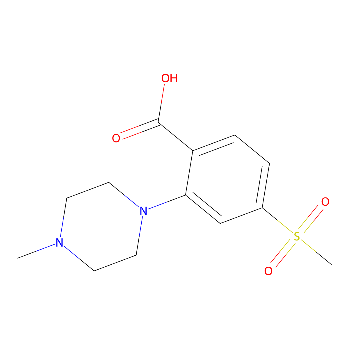 2-(4-Methyl-1-piperazinyl)-4-(methylsulfonyl)benzoic acid molecular structure, CAS 1197193-10-4