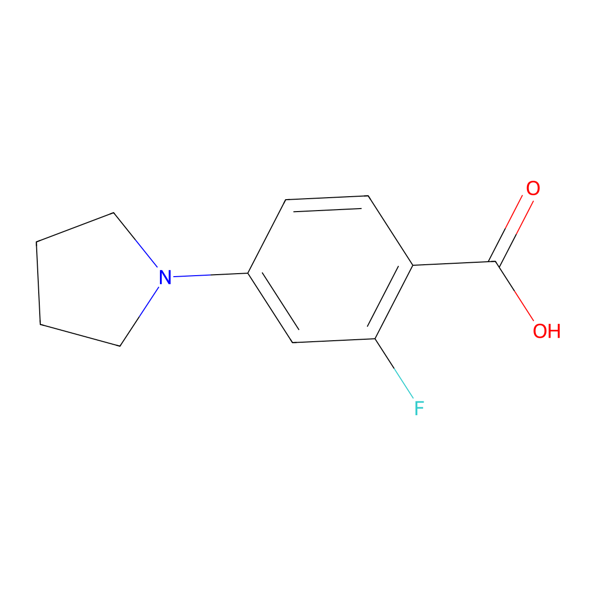 2-Fluoro-4-pyrrolidinobenzoic Acid molecular structure, CAS 1197193-14-8