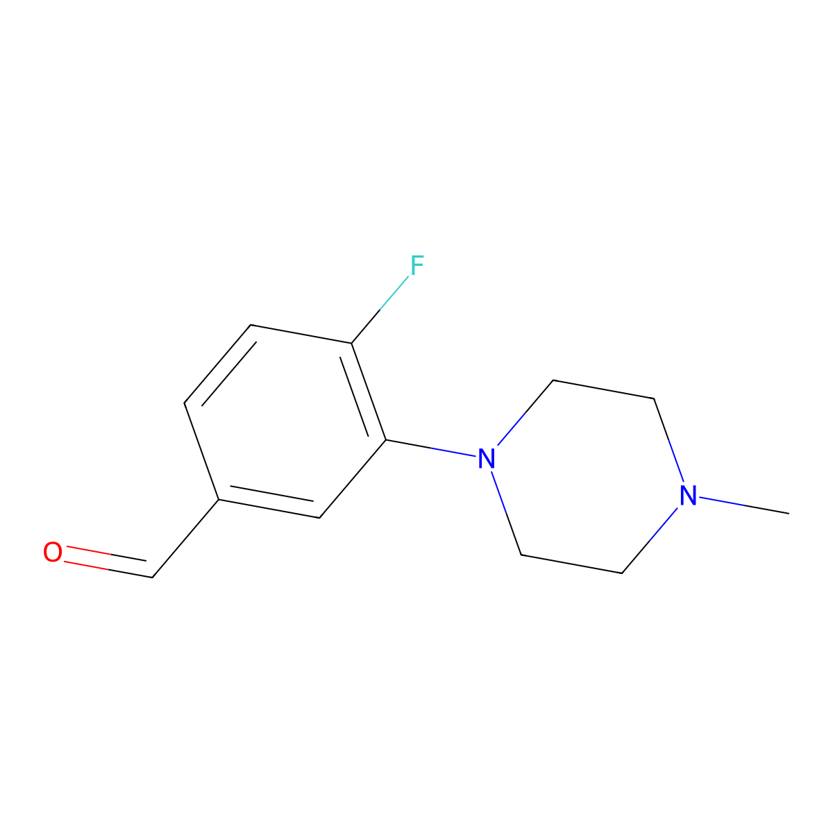 4-Fluoro-3-(4-methyl-1-piperazinyl)benzaldehyde molecular structure, CAS 1197193-16-0