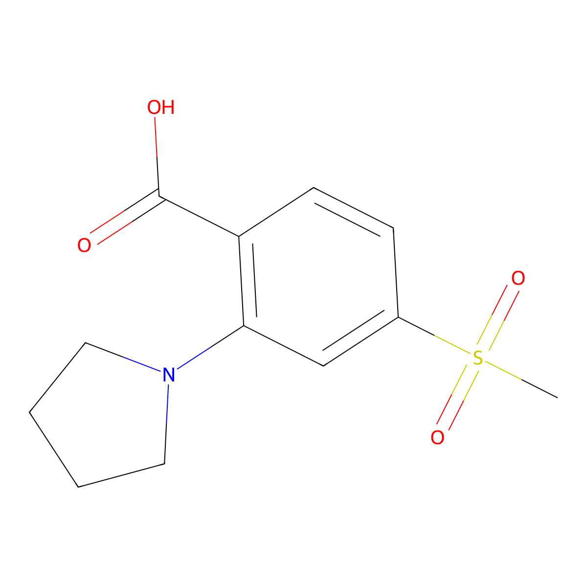 4-(Methylsulfonyl)-2-pyrrolidinobenzoic acid molecular structure, CAS 1197193-17-1