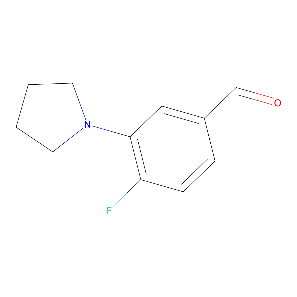 4-Fluoro-3-pyrrolidinobenzaldehyde molecular structure, CAS 1197193-31-9