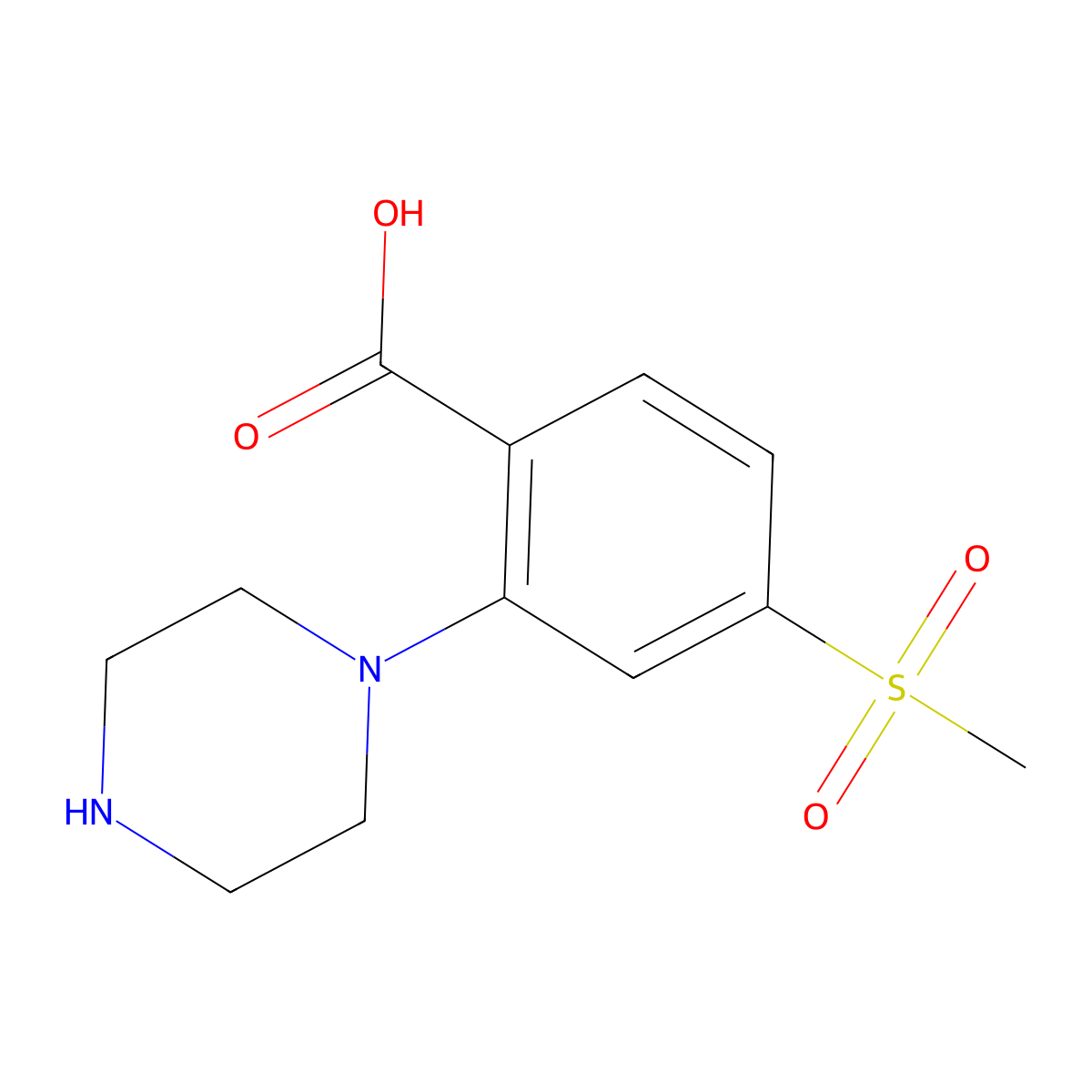4-(Methylsulfonyl)-2-piperazinobenzoic acid molecular structure, CAS 1197193-32-0