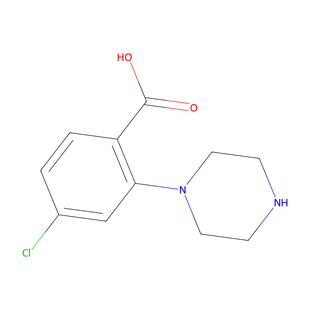 4-Chloro-2-piperazinobenzoic acid molecular structure, CAS 1197193-35-3