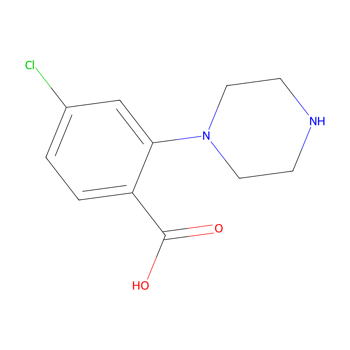 4-Chloro-2-piperazinobenzoic acid molecular structure, CAS 1197193-35-3