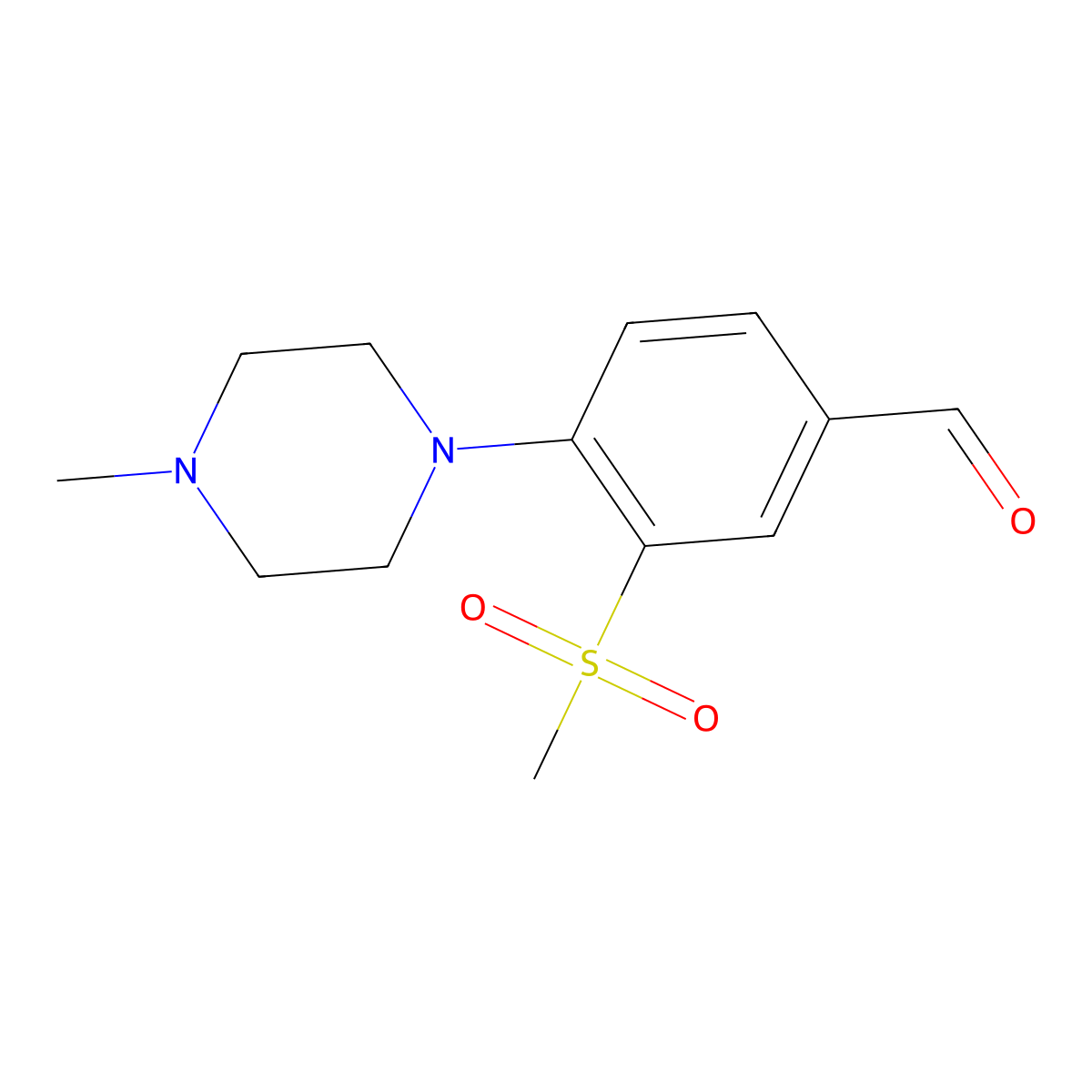 4-(4-Methyl-1-piperazinyl)-3-(methylsulfonyl)benzaldehyde molecular structure, CAS 1197193-43-3