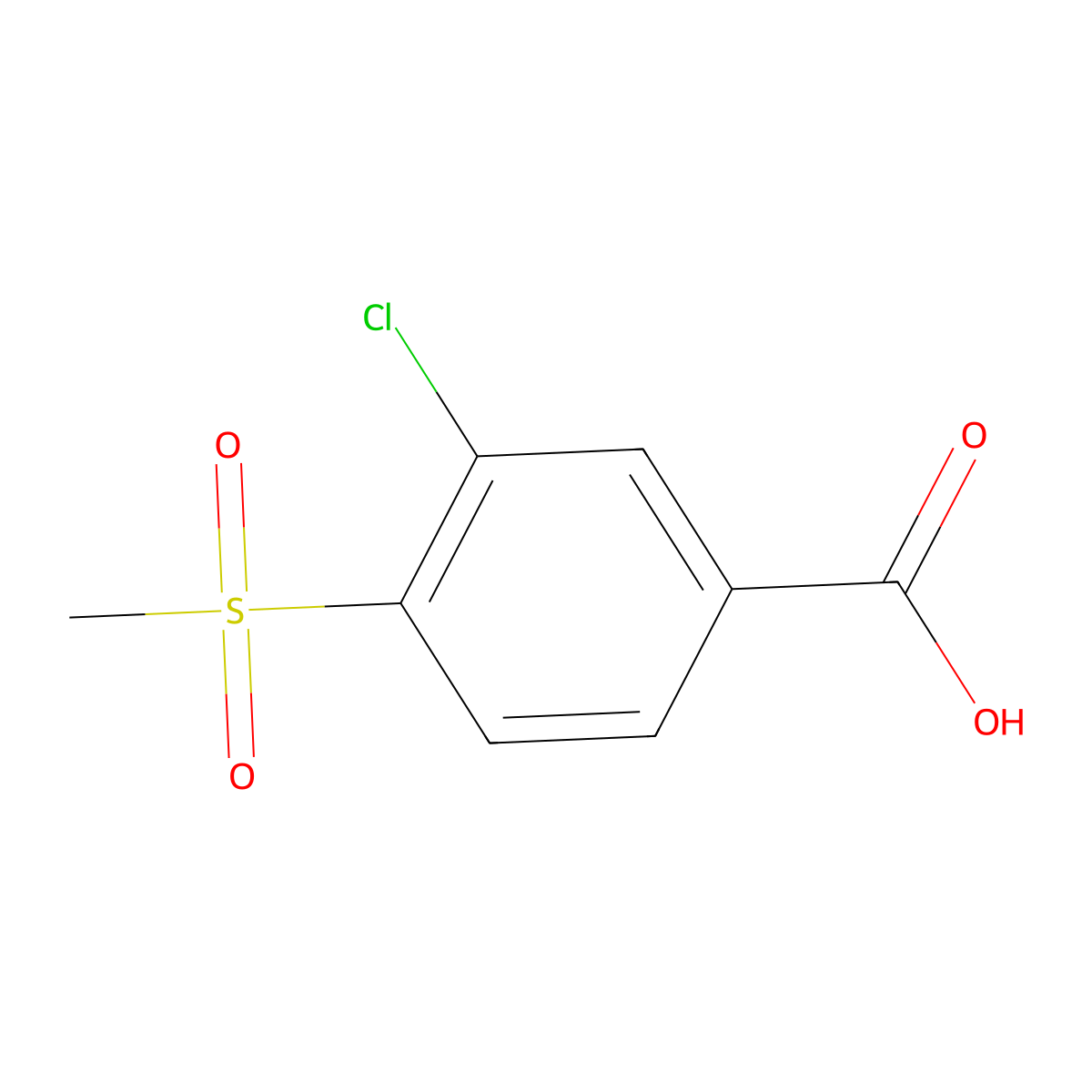 3-Chloro-4-(methylsulfonyl)benzoic acid molecular structure, CAS 1197193-45-5
