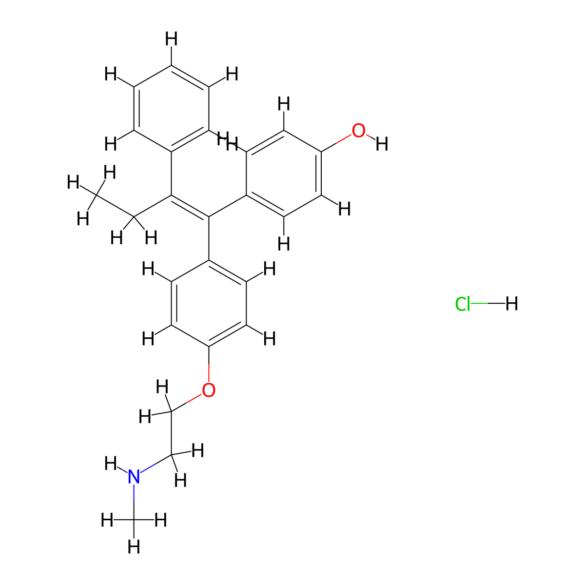 Endoxifen E-isomer hydrochloride molecular structure, CAS 1197194-61-8