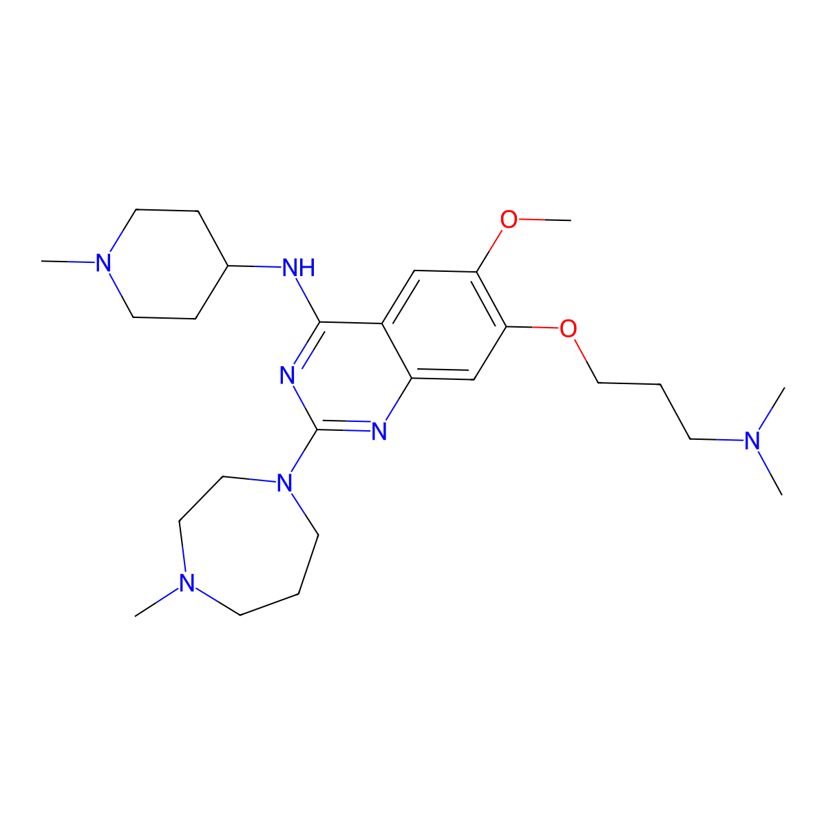 7-[3-(Dimethylamino)propoxy]-6-methoxy-2-(4-methyl-1,4-diazepan-1-yl)-N-(1-methylpiperidin-4-yl)quinazolin-4-amine molecular structure, CAS 1197196-48-7