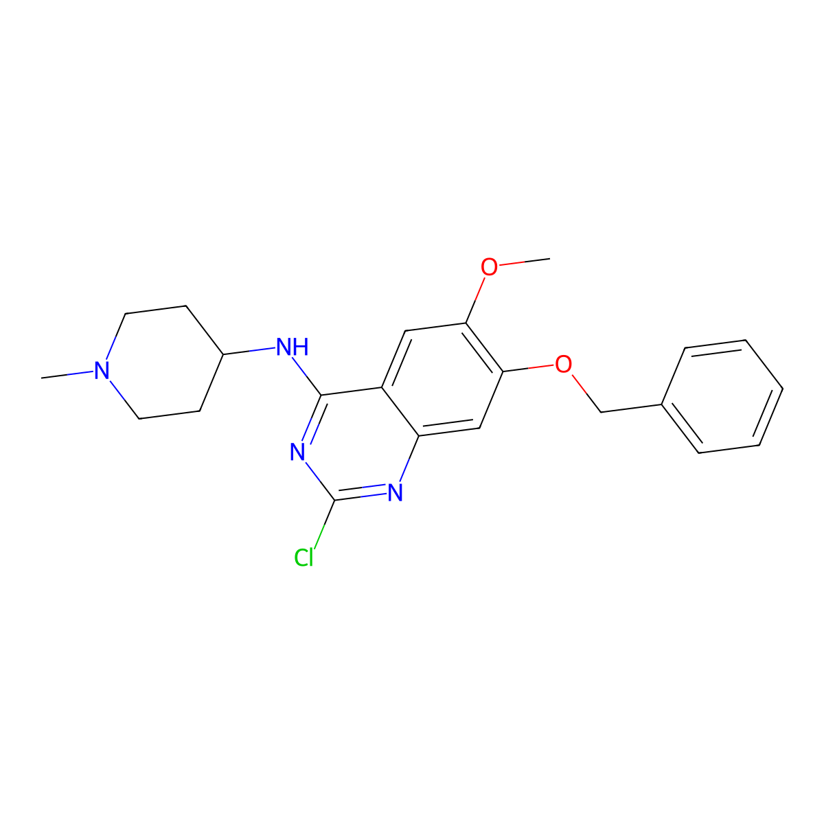 7-(Benzyloxy)-2-chloro-6-methoxy-N-(1-methylpiperidin-4-YL)quinazolin-4-amine molecular structure, CAS 1197196-50-1