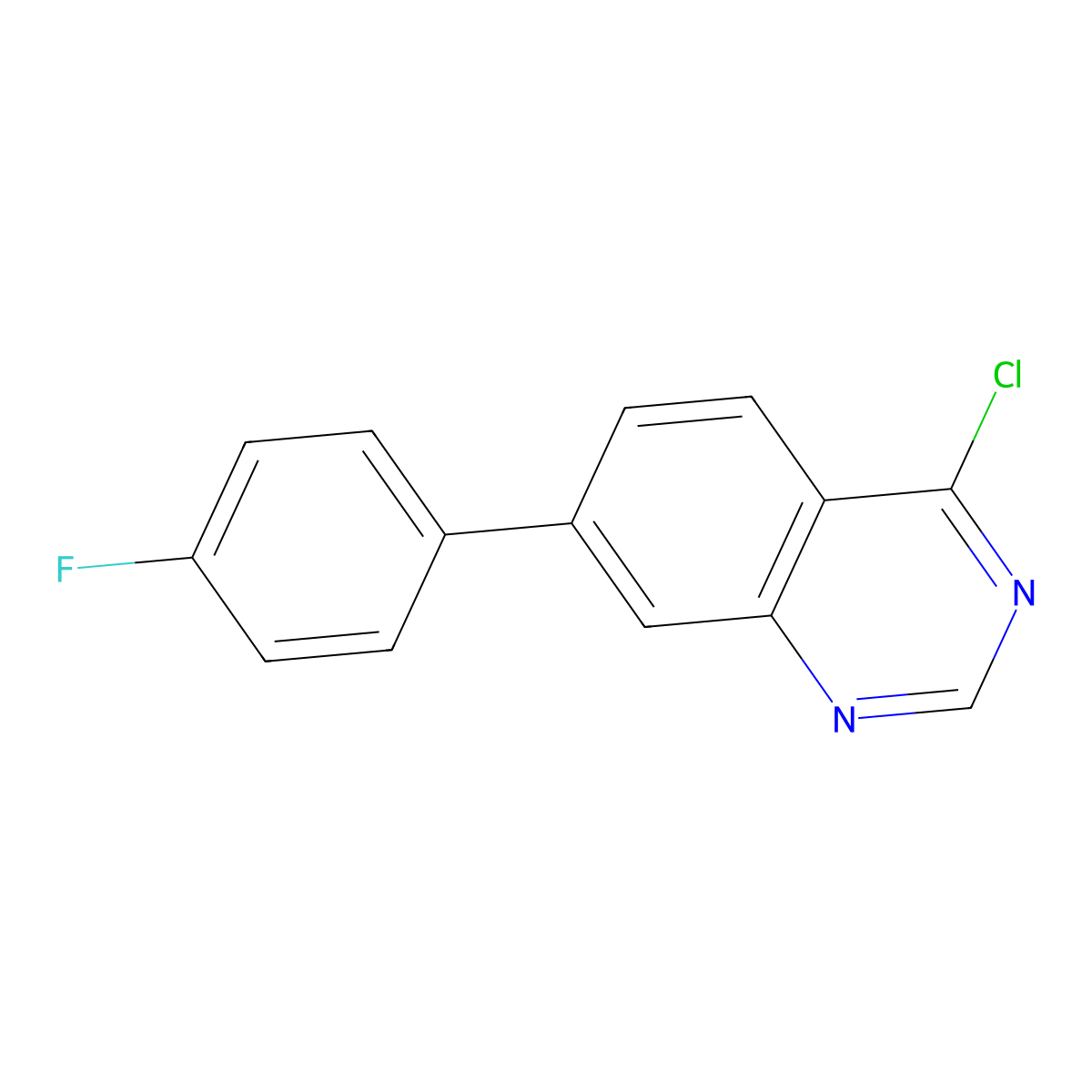 4-Chloro-7-(4-fluorophenyl)quinazoline molecular structure, CAS 1197199-75-9