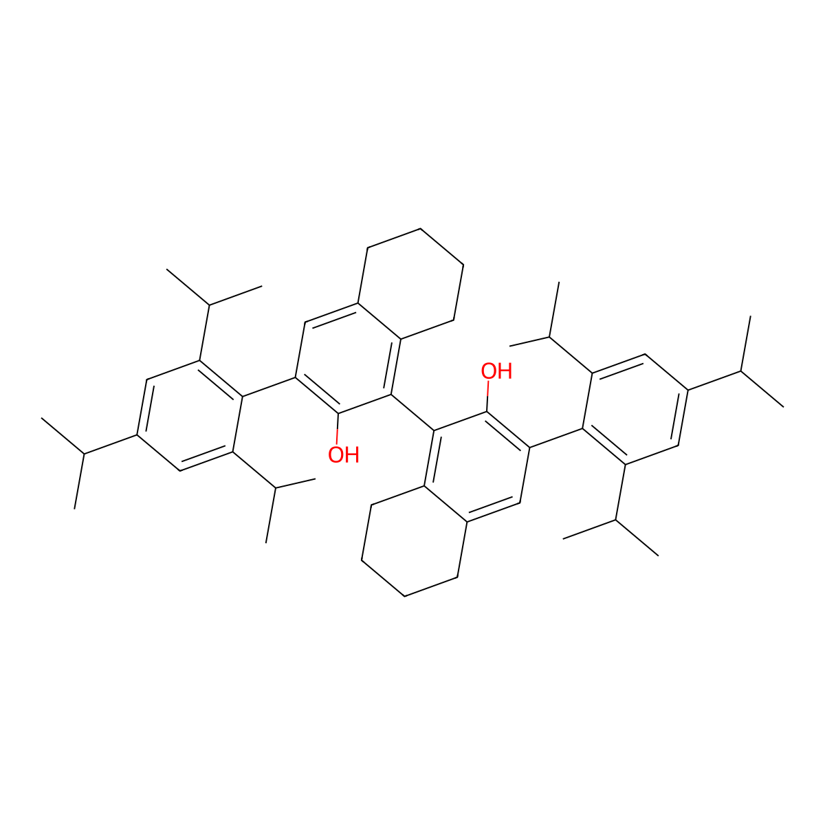 (1S)-5,5',6,6',7,7',8,8'-octahydro-3,3'-bis[2,4,6-tris(1-Methylethyl)phenyl]-[1,1'-Binaphthalene]-2,2'-diol molecular structure, CAS 1197214-47-3
