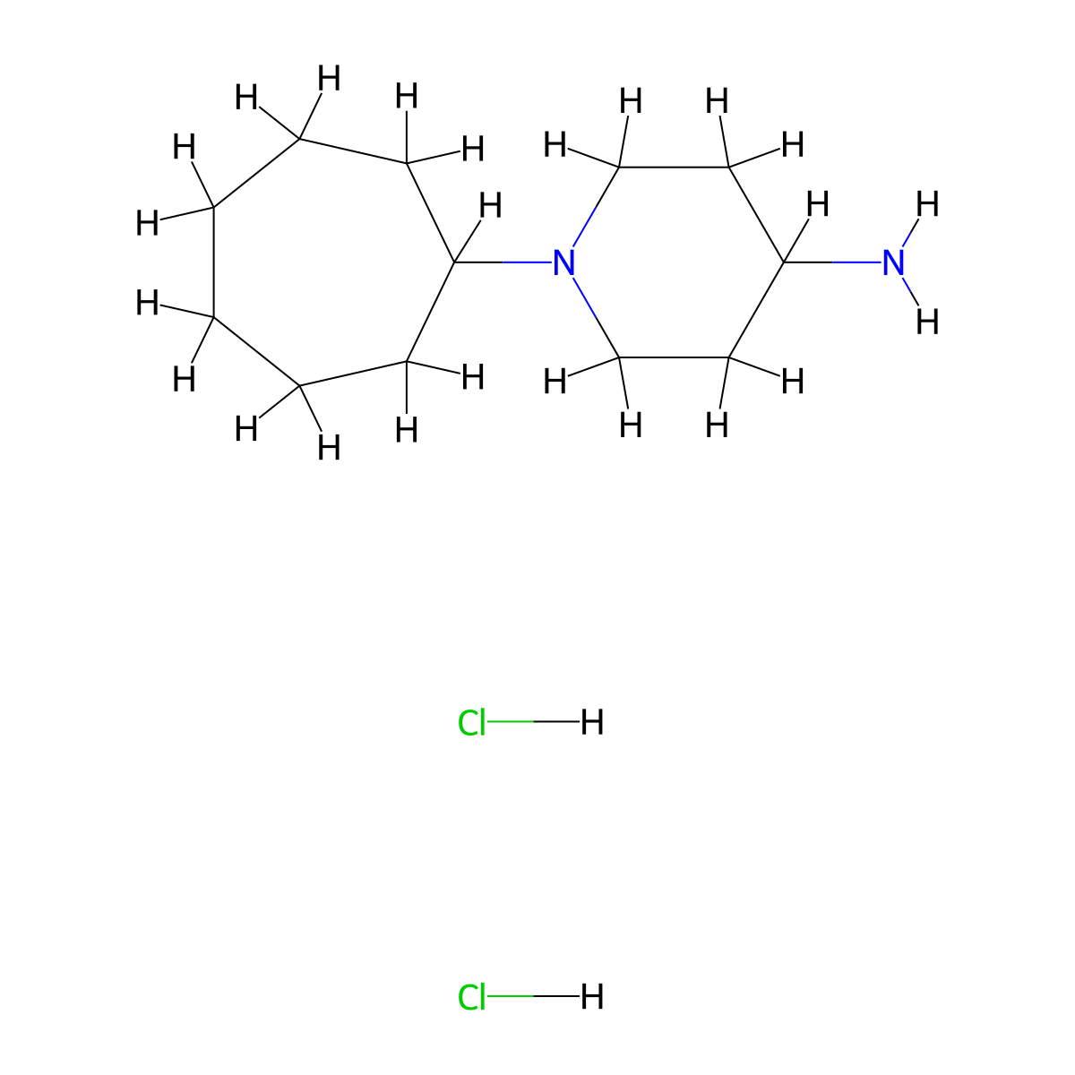 1-Cycloheptylpiperidin-4-amine dihydrochloride molecular structure, CAS 1197226-00-8