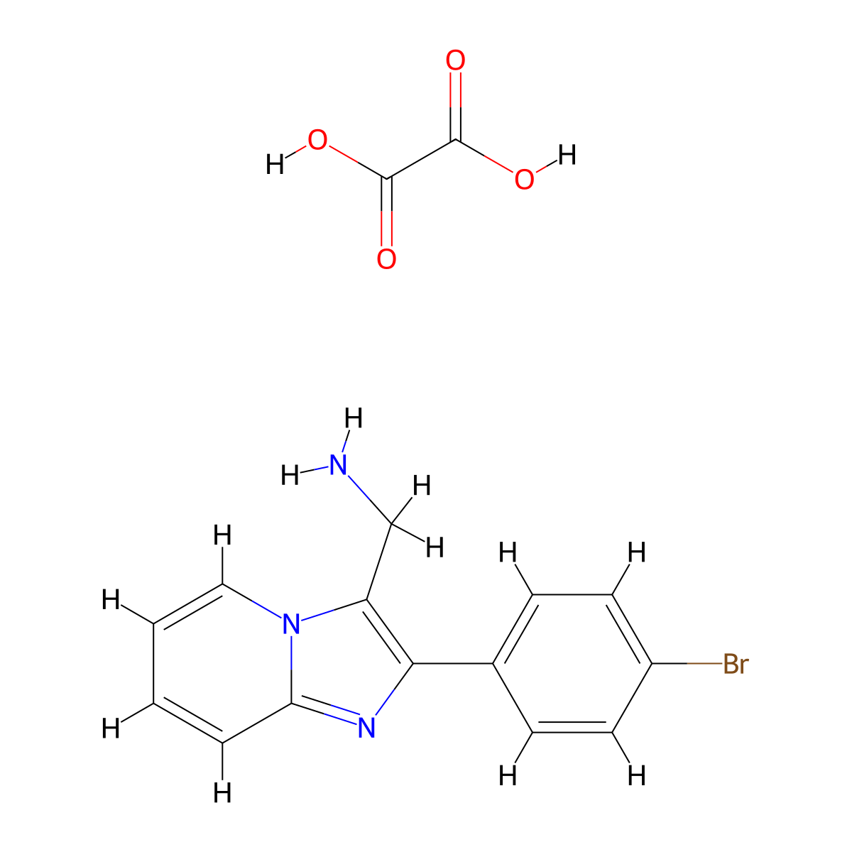 (2-(4-Bromophenyl)imidazo[1,2-a]pyridin-3-yl)methanamine oxalate molecular structure, CAS 1197226-07-5