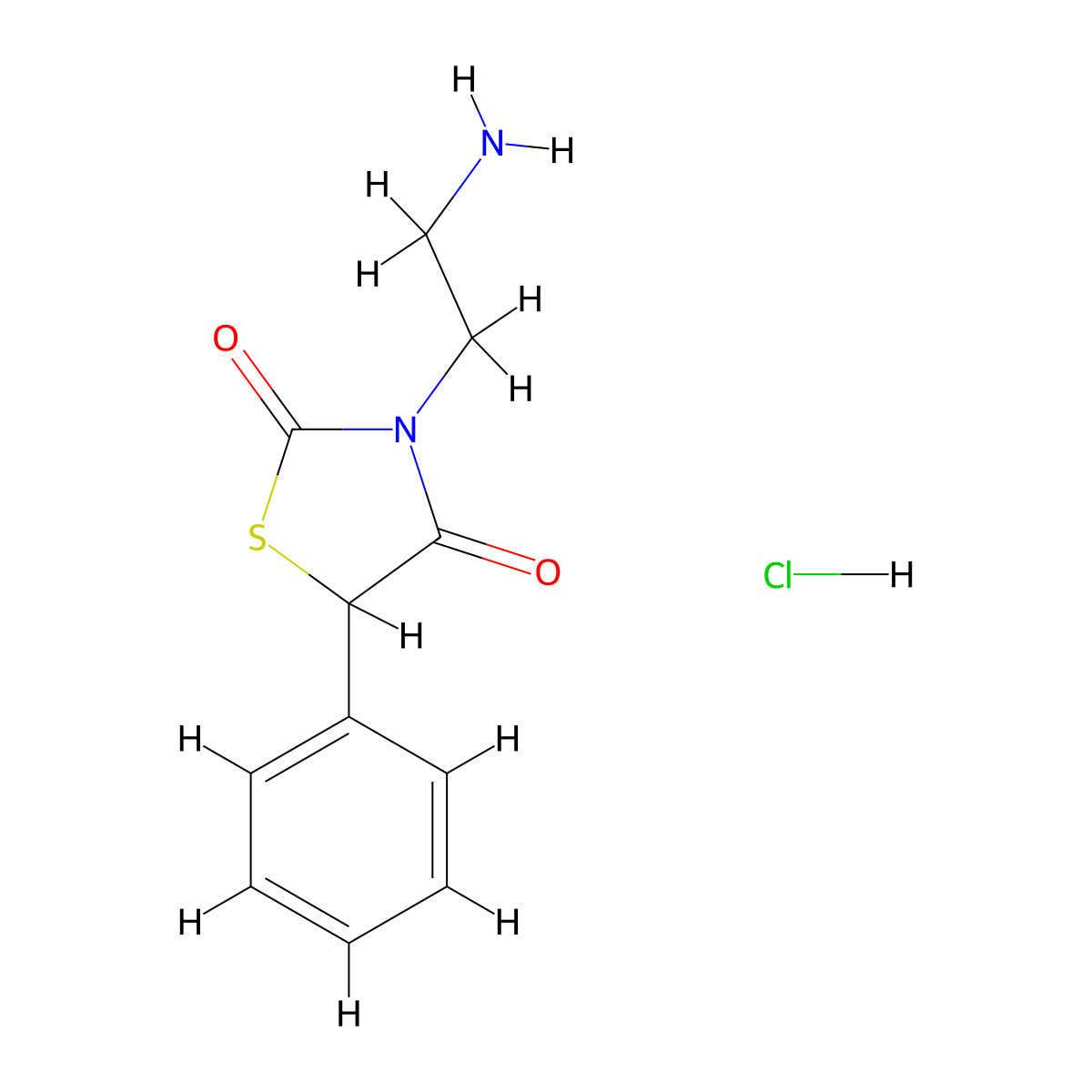 3-(2-Aminoethyl)-5-phenylthiazolidine-2,4-dione hydrochloride molecular structure, CAS 1197227-45-4