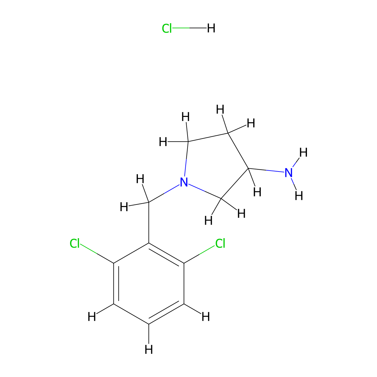 1-(2,6-Dichlorobenzyl)pyrrolidin-3-amine hydrochloride molecular structure, CAS 1197227-64-7