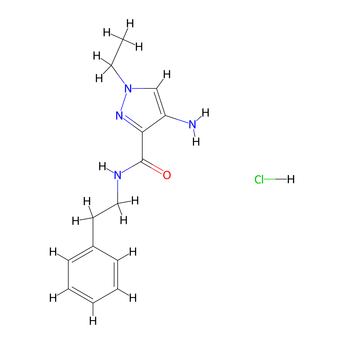4-Amino-1-ethyl-N-(2-phenylethyl)-1H-pyrazole-3-carboxamide hydrochloride molecular structure, CAS 1197227-71-6