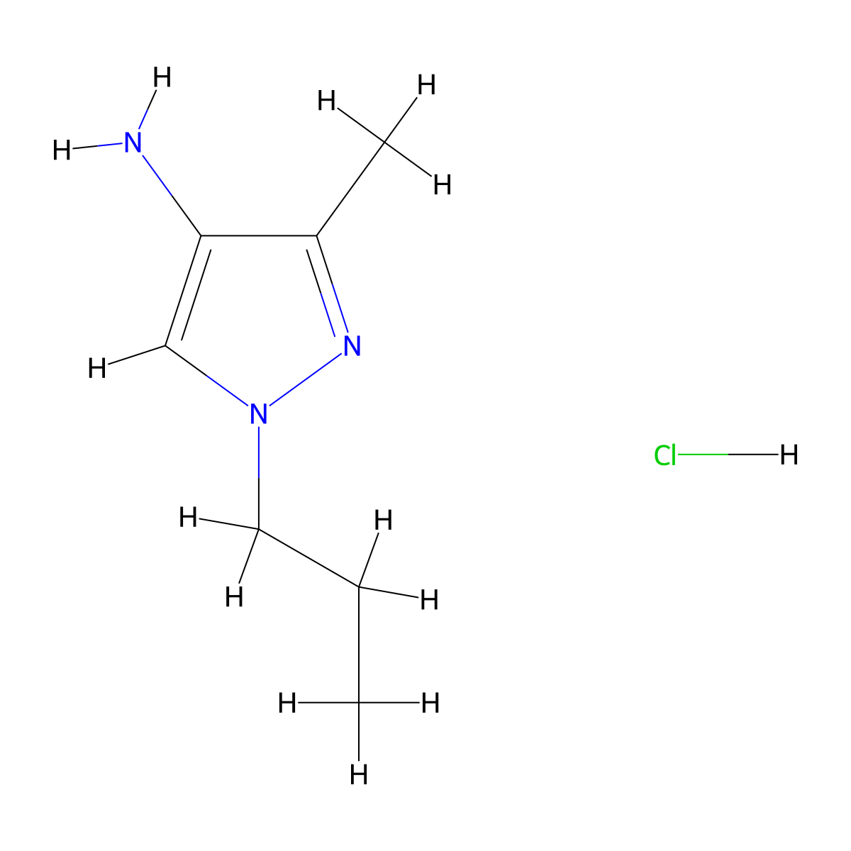 3-Methyl-1-propyl-1H-pyrazol-4-amine hydrochloride molecular structure, CAS 1197228-06-0