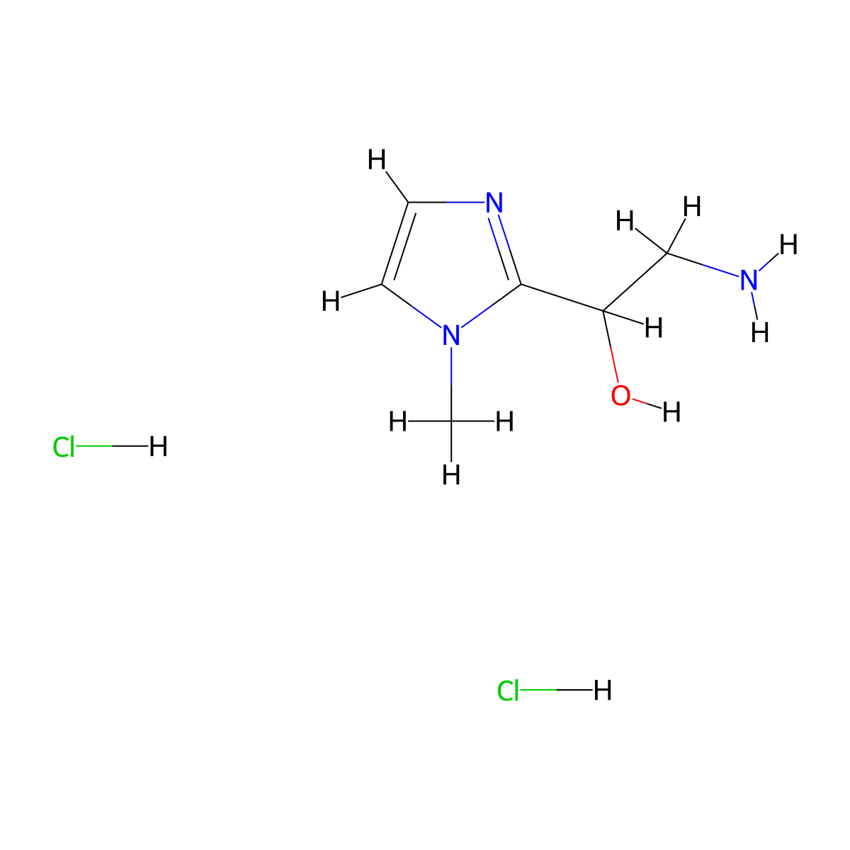 2-amino-1-(1-methyl-1H-imidazol-2-yl)ethan-1-ol dihydrochloride molecular structure, CAS 1197228-24-2