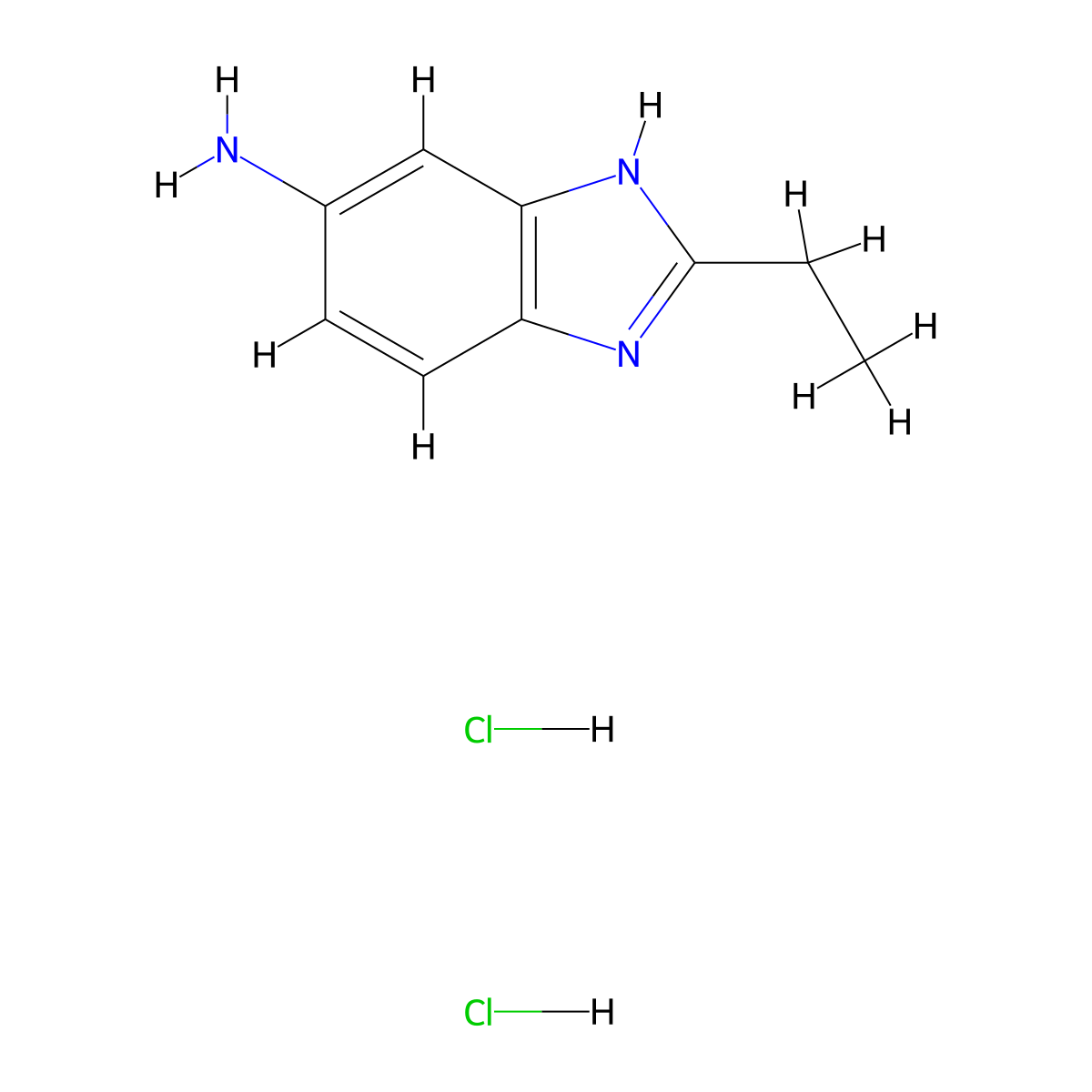 2-Ethyl-1H-benzo[d]imidazol-5-amine dihydrochloride molecular structure, CAS 1197228-71-9