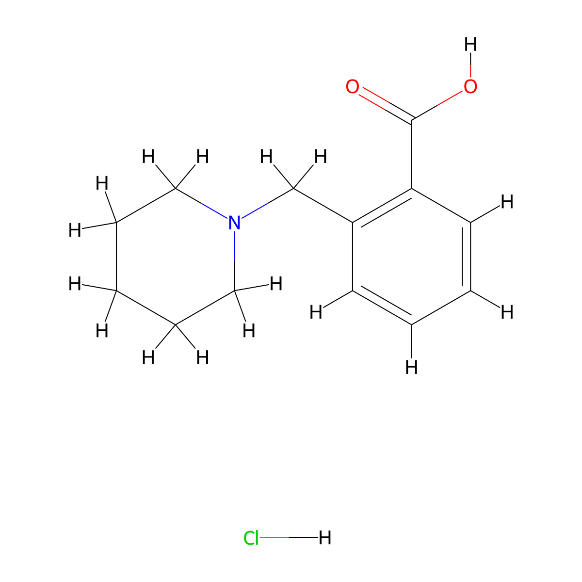 Benzoic acid, 2-(1-piperidinylmethyl)-, hydrochloride (1:1) molecular structure, CAS 1197228-77-5