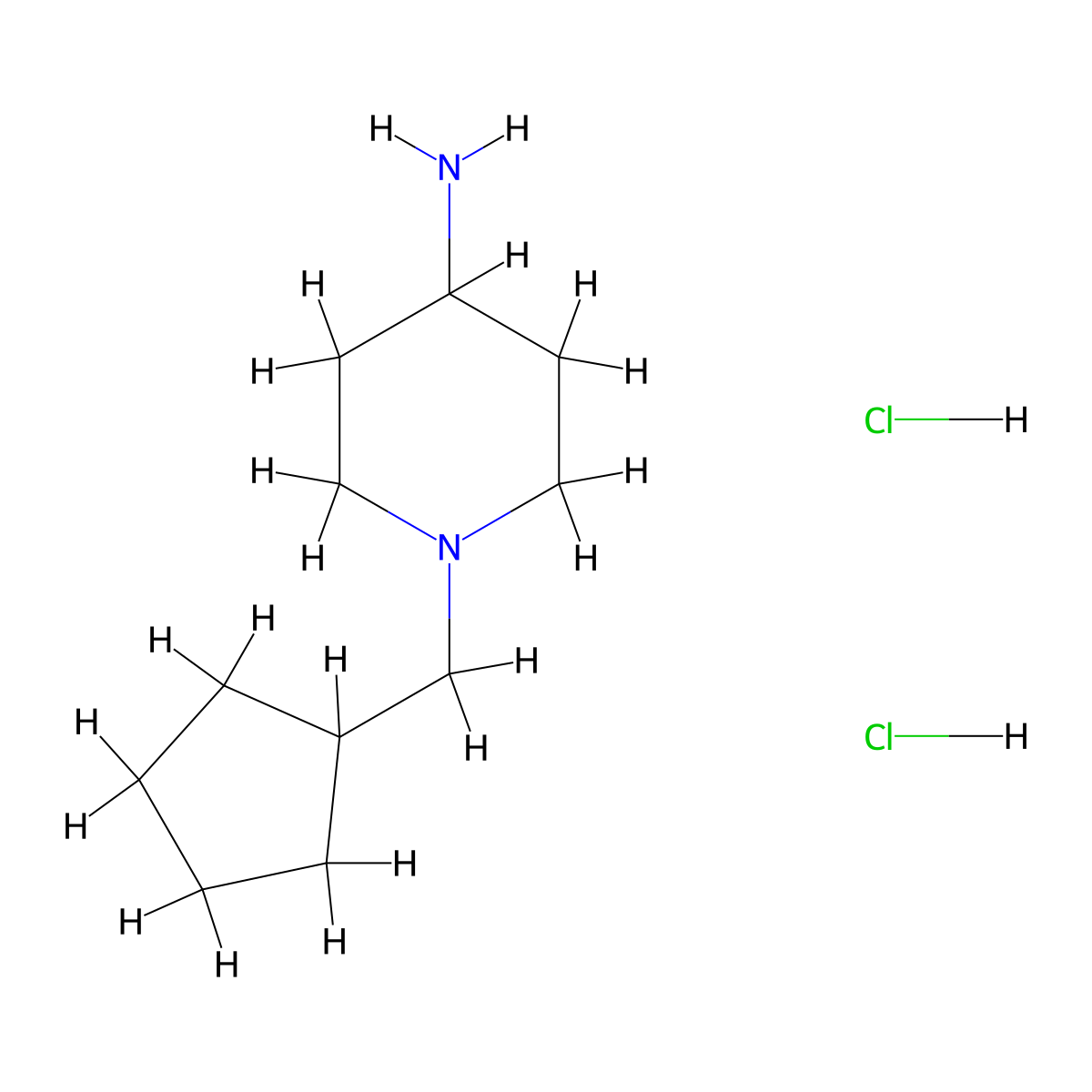 1-(Cyclopentylmethyl)piperidin-4-amine dihydrochloride molecular structure, CAS 1197229-33-6
