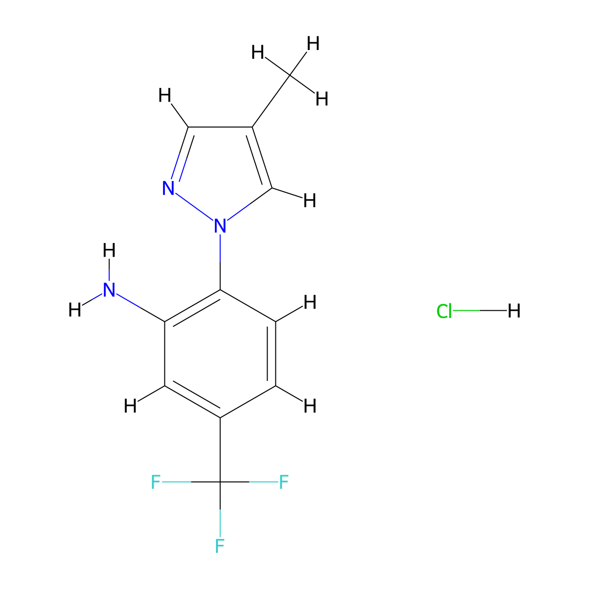 2-(4-Methyl-1H-pyrazol-1-yl)-5-(trifluoromethyl)aniline hydrochloride molecular structure, CAS 1197229-44-9