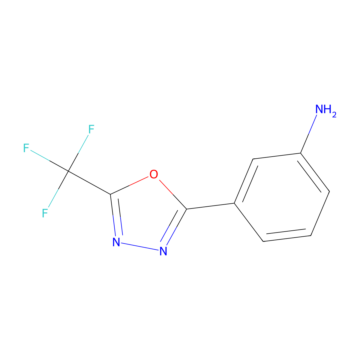 3-[5-(Trifluoromethyl)-1,3,4-oxadiazol-2-yl]aniline molecular structure, CAS 1197229-53-0