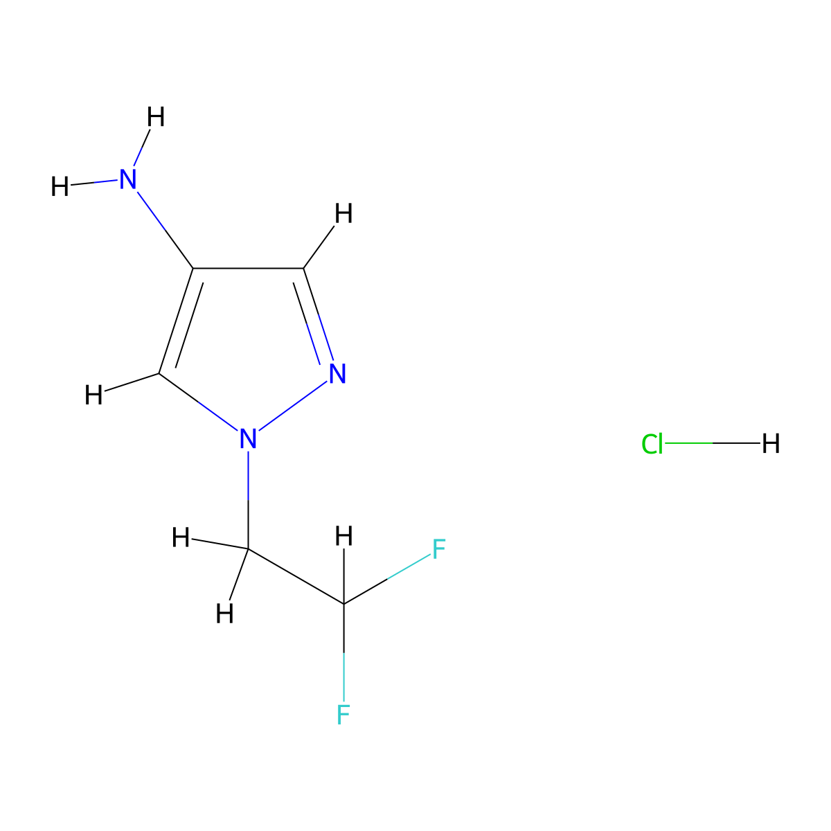 1-(2,2-difluoroethyl)-1H-pyrazol-4-amine hydrochloride molecular structure, CAS 1197231-23-4