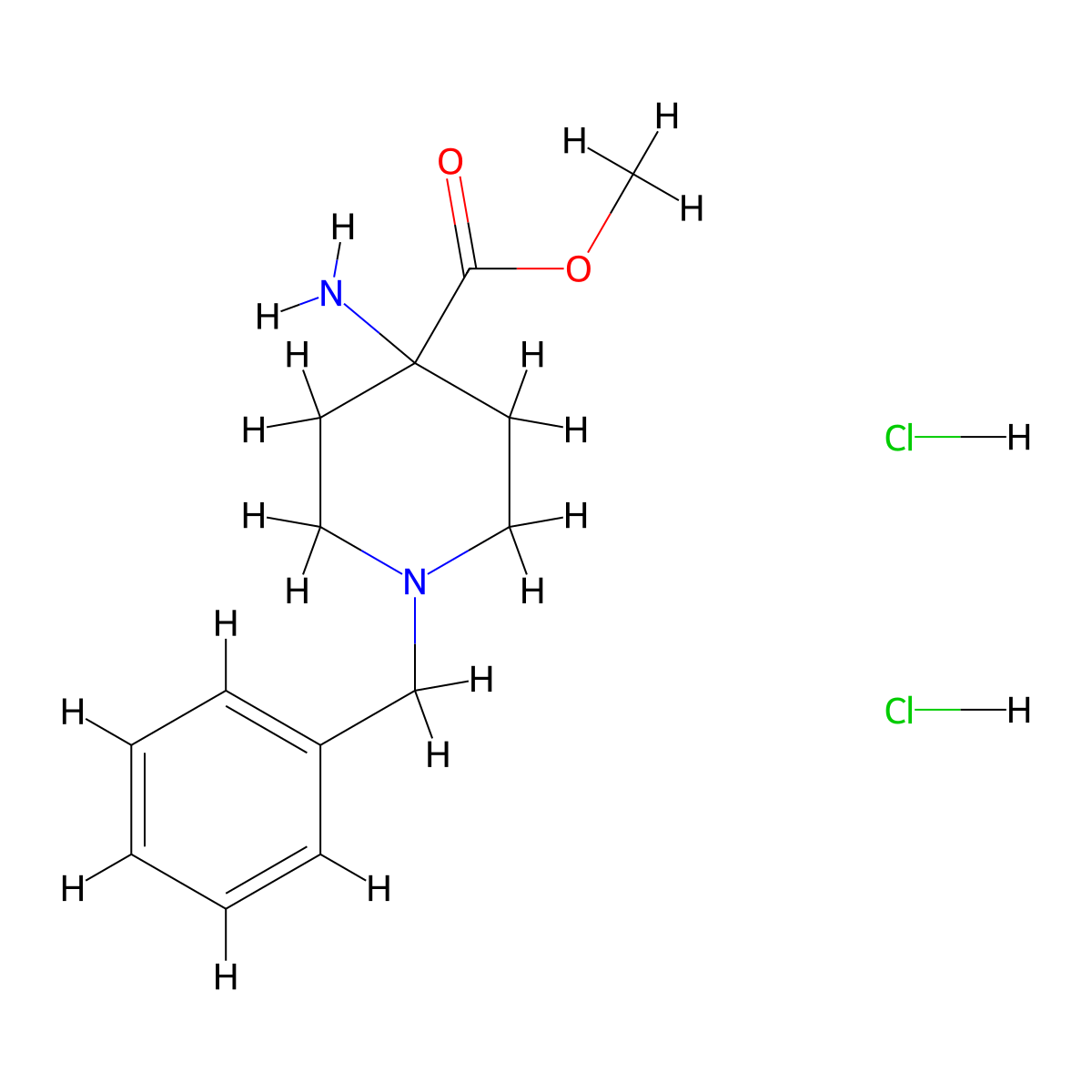 Methyl 4-amino-1-benzylpiperidine-4-carboxylate dihydrochloride molecular structure, CAS 1197231-33-6