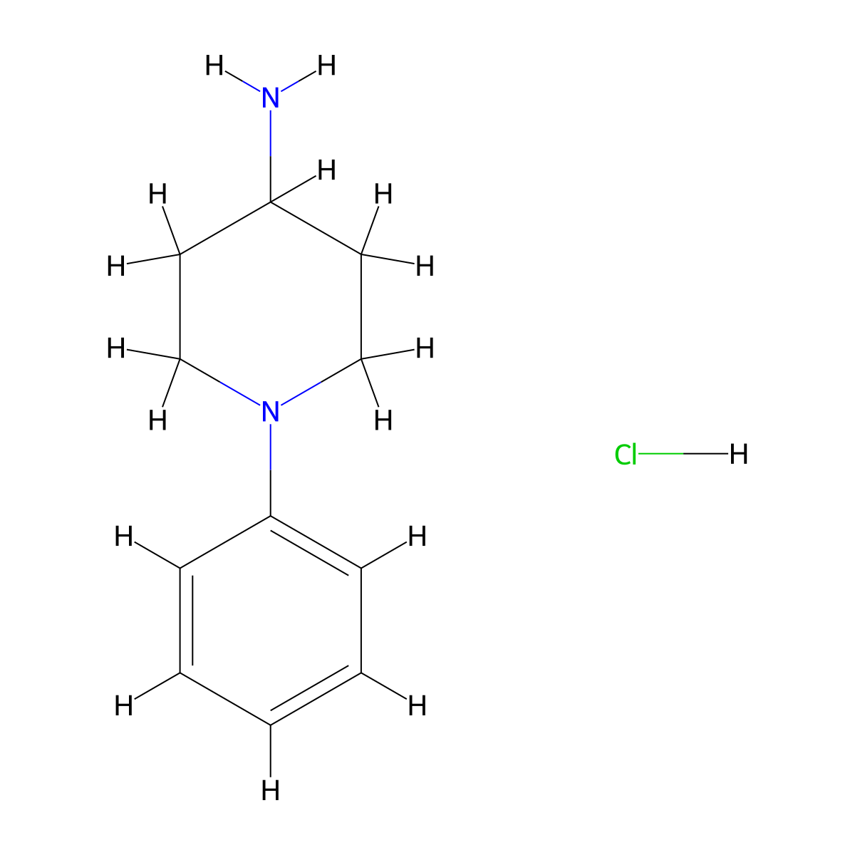 1-Phenylpiperidin-4-amine hydrochloride molecular structure, CAS 1197231-41-6