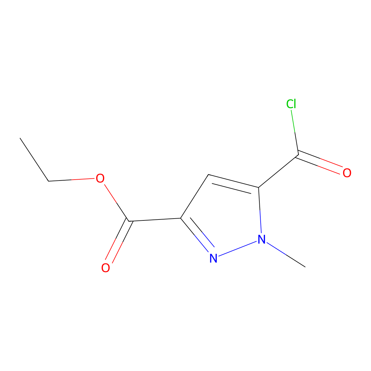 ethyl 5-(carbonochloridoyl)-1-methyl-1H-pyrazole-3-carboxylate molecular structure, CAS 1197231-79-0