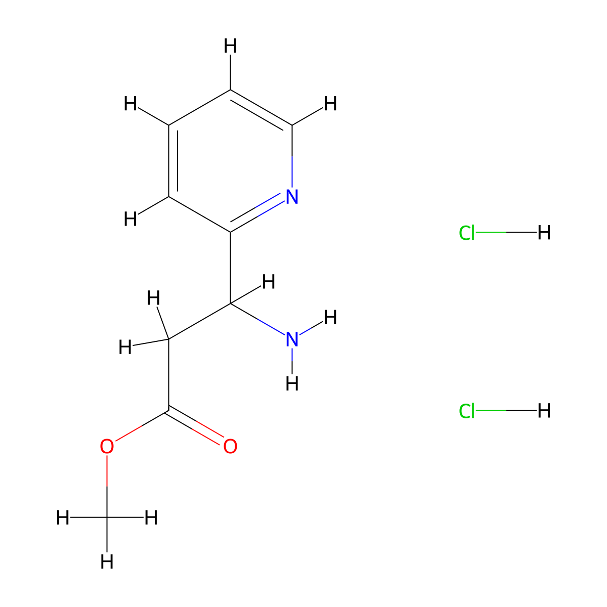 Methyl 3-amino-3-(pyridin-2-yl)propanoate dihydrochloride molecular structure, CAS 1197231-86-9