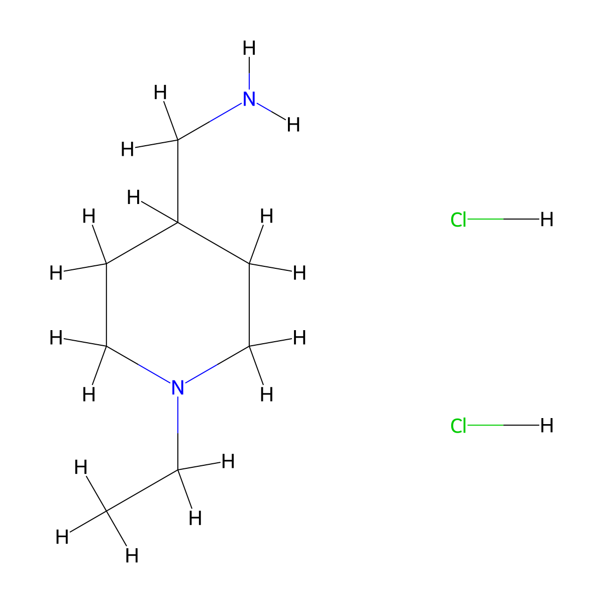 (1-Ethylpiperidin-4-yl)methanamine dihydrochloride molecular structure, CAS 1197232-10-2