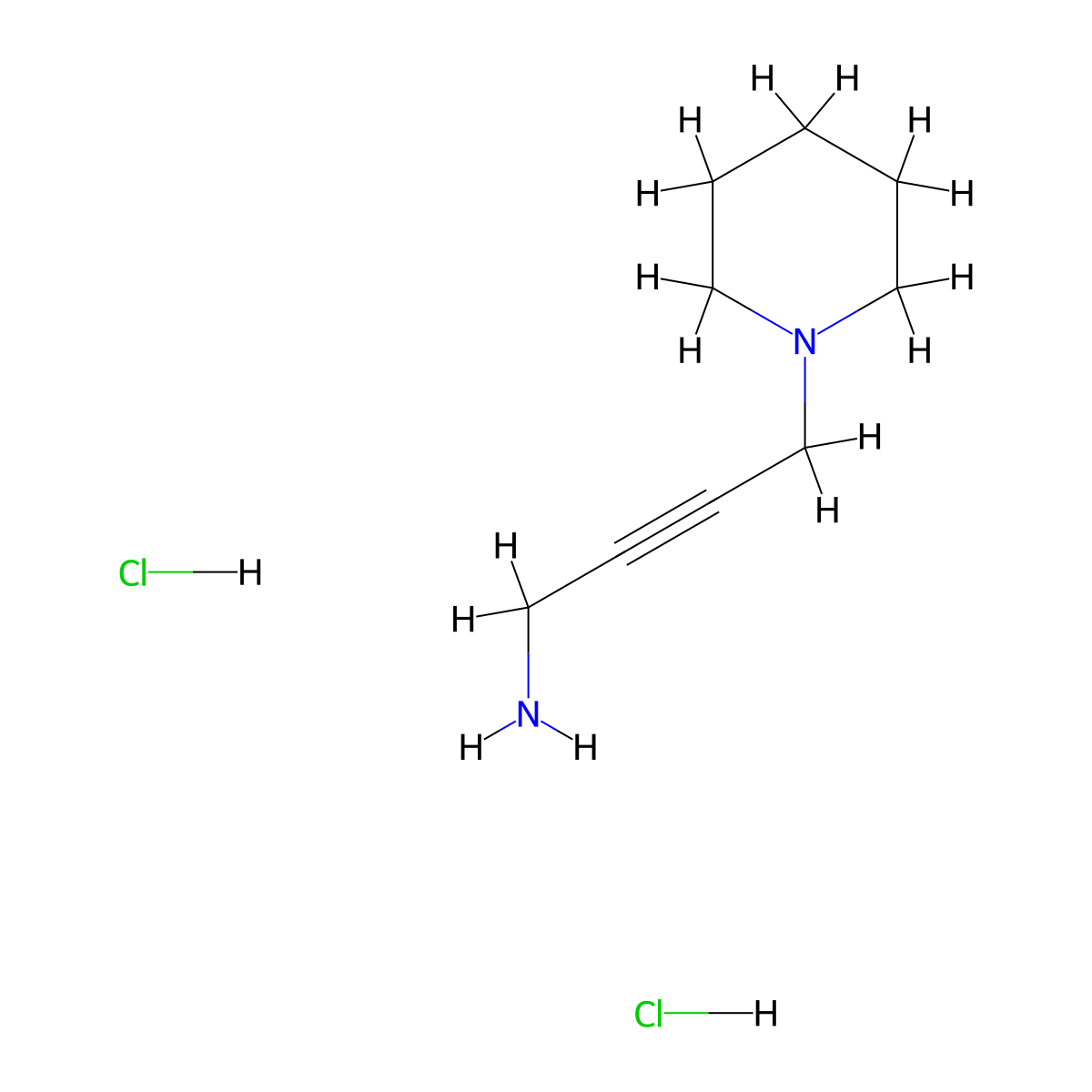 (4-Piperidin-1-ylbut-2-yn-1-yl)amine dihydrochloride molecular structure, CAS 1197232-43-1